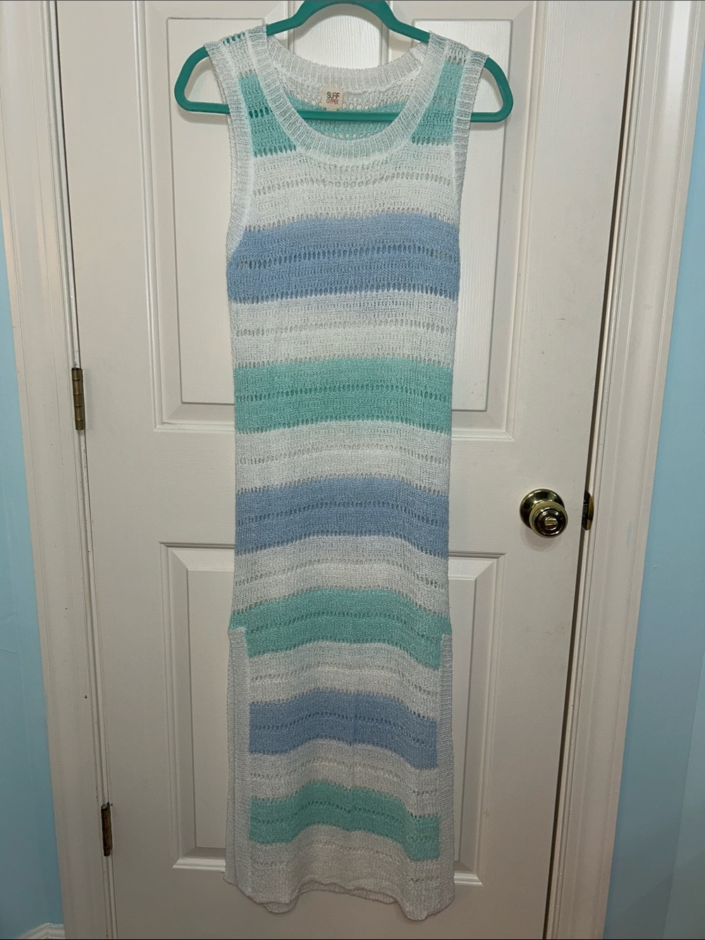 Surf Gypsy Mint Striped Swim Coverup M everything but water new